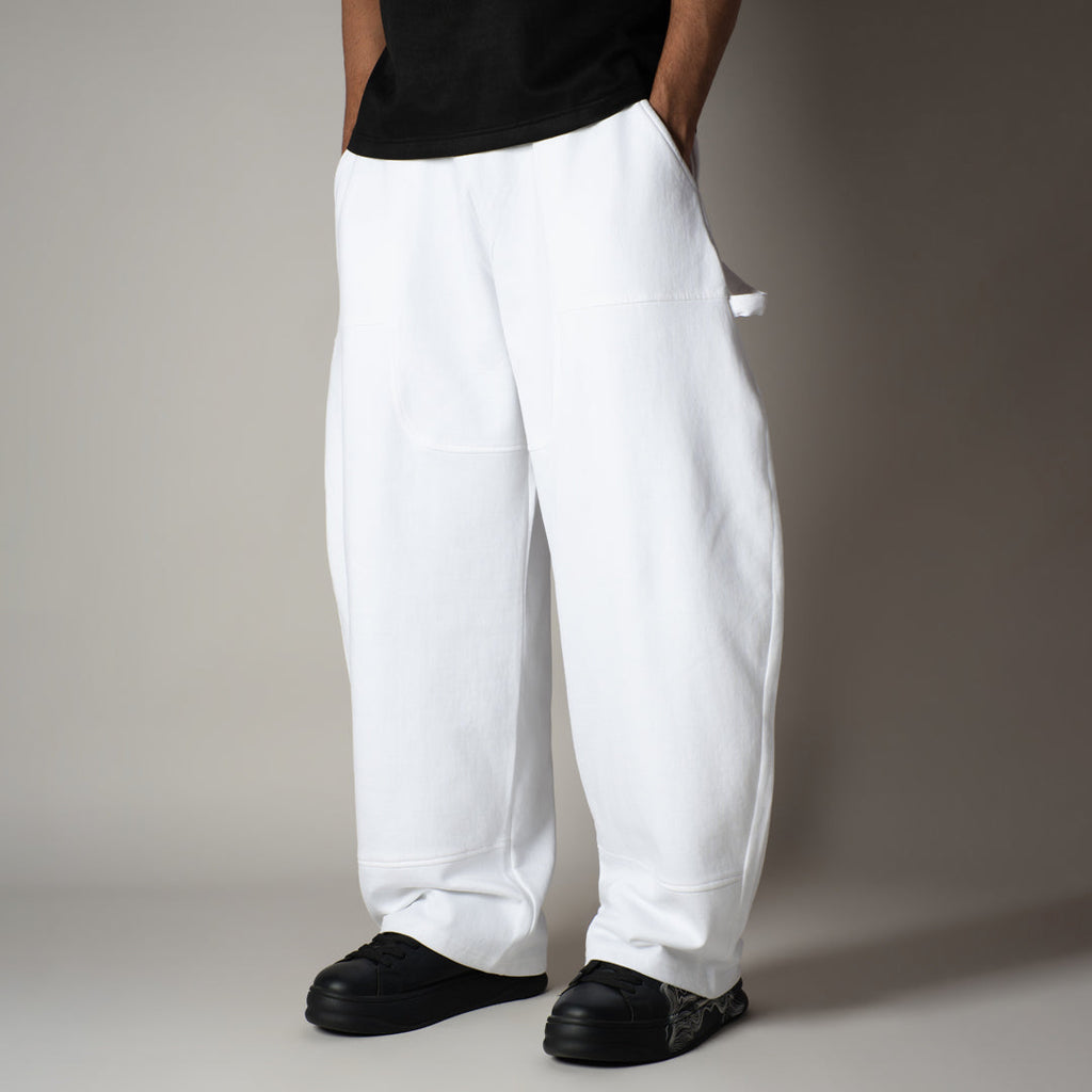 WHITE CARPENTER FLEECE BAGGY SWEATPANT