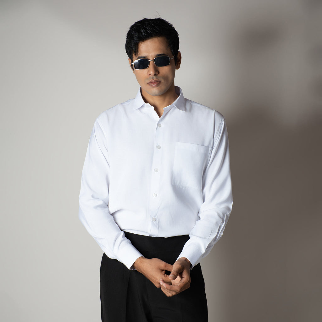 WHITE ESSENTIAL SUEDE LUXE SHIRT