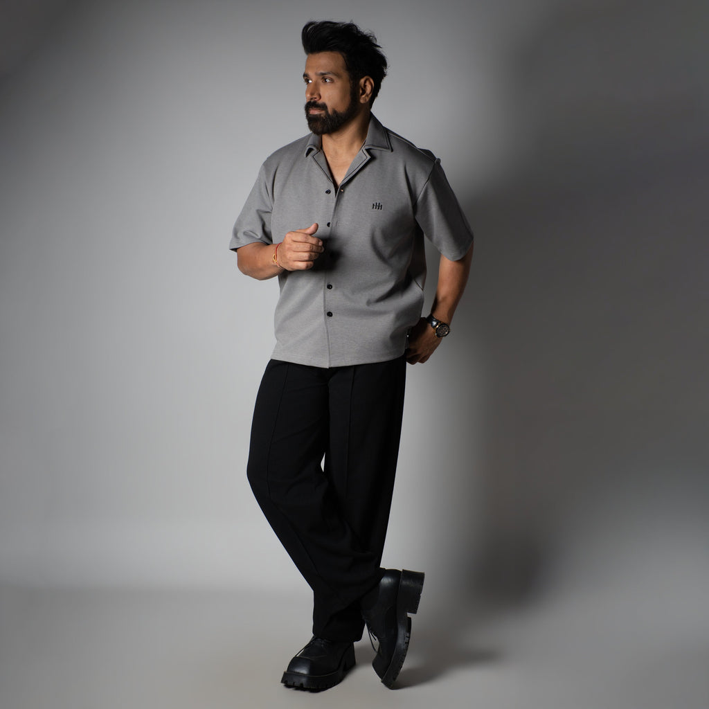 Charcoal Cuban Collar Shirt
