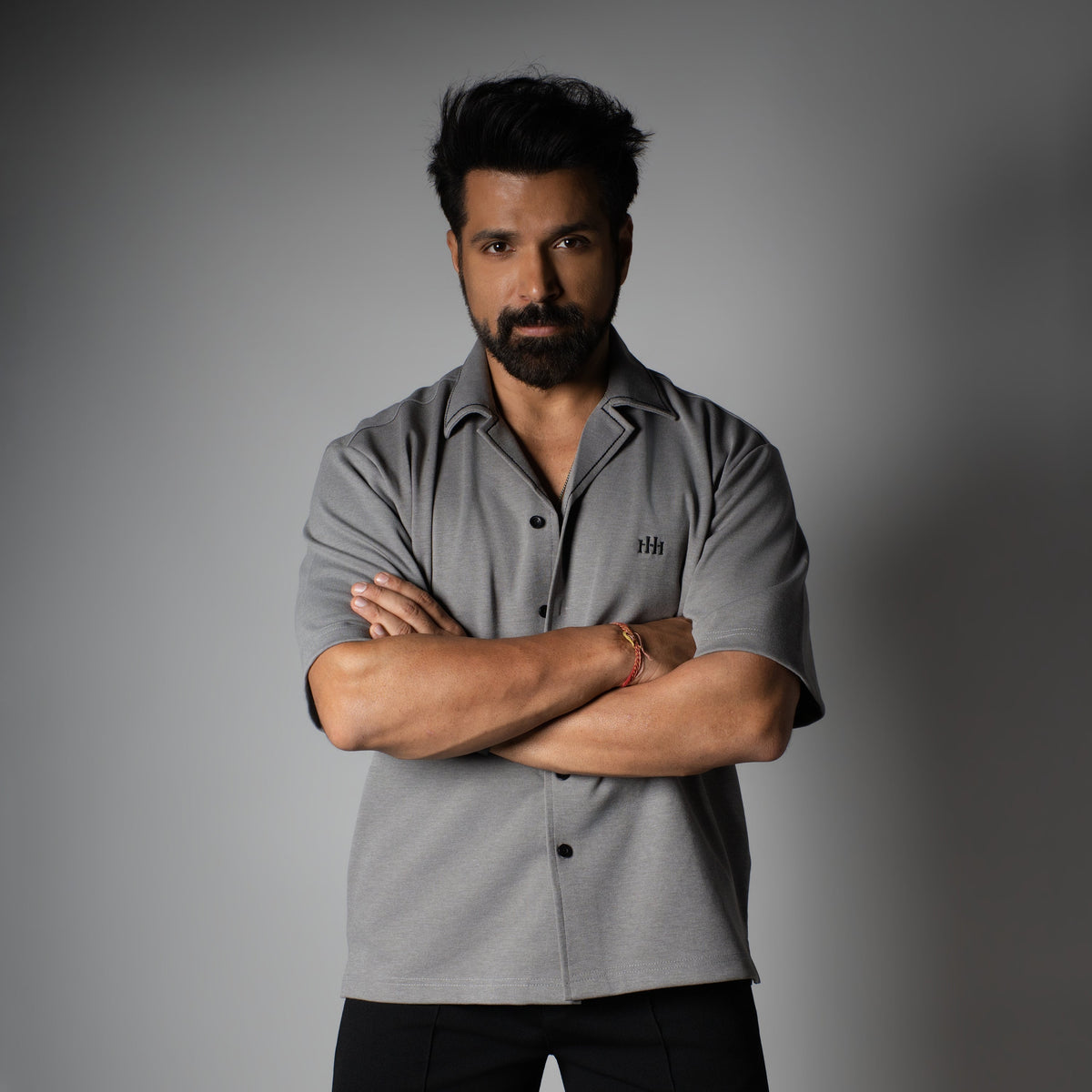 Charcoal Cuban Collar Shirt