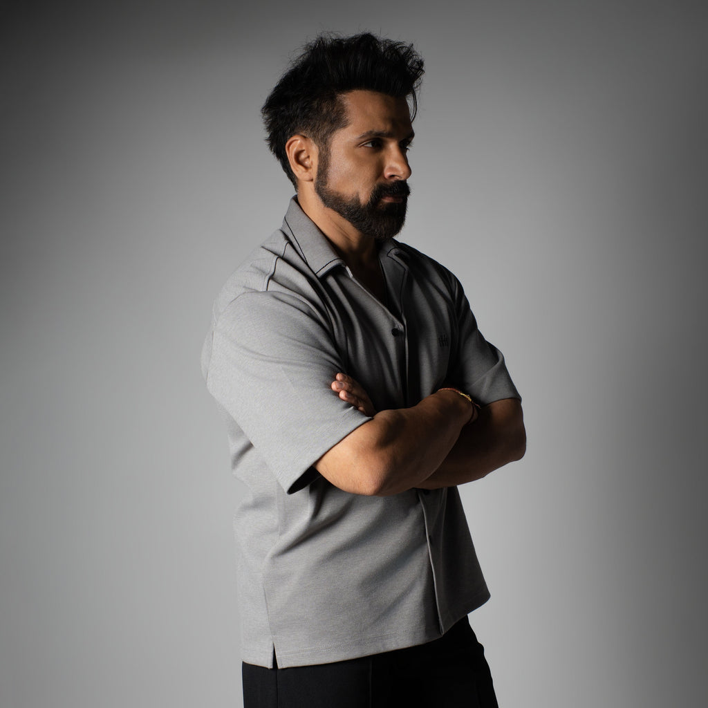 Charcoal Cuban Collar Shirt