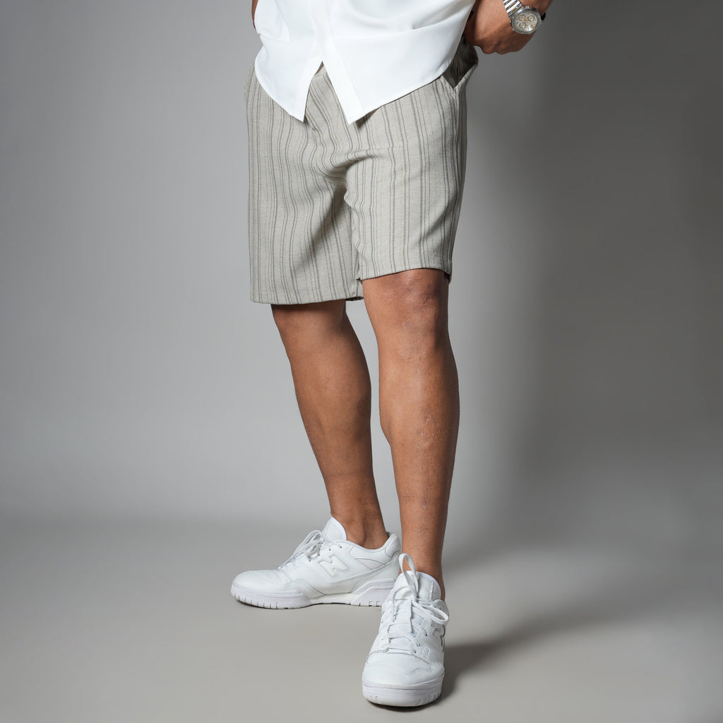 IVORY PINSTRIPE SHORTS
