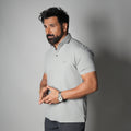 GREY SEAMLESS TEXTURED POLO
