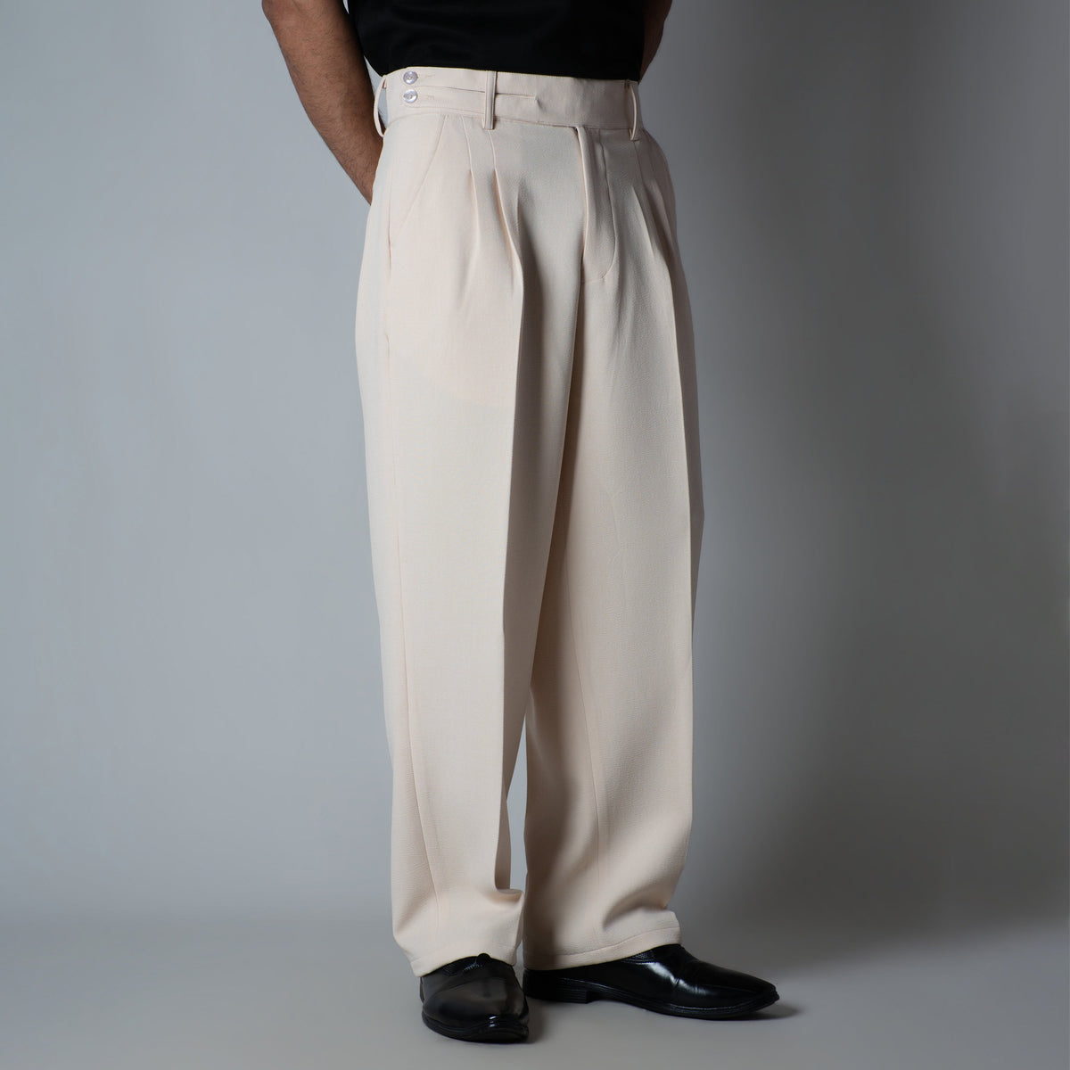 IVORY DOUBLE FLAP TROUSER