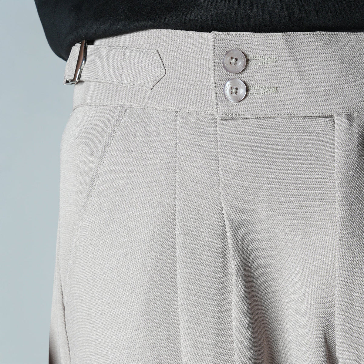 BEIGE DOUBLE PLEAT STRAIGHT FIT TROUSER
