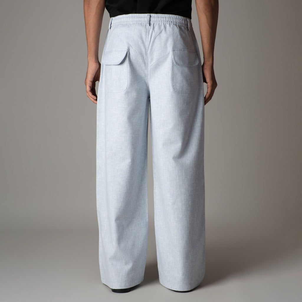 ICE BLUE SOFTMOVE COTTON LINEN PANTS
