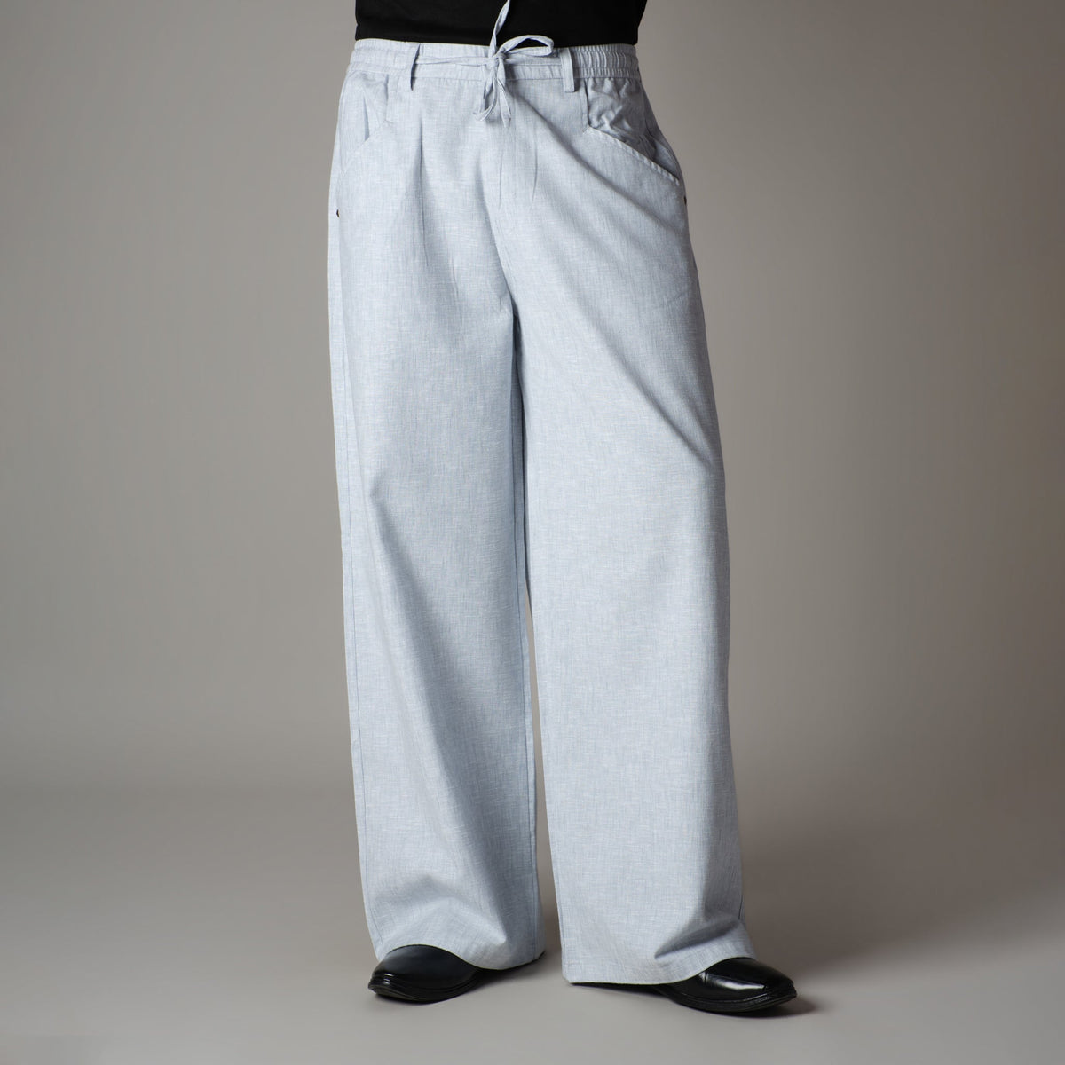 ICE BLUE SOFTMOVE COTTON LINEN PANTS