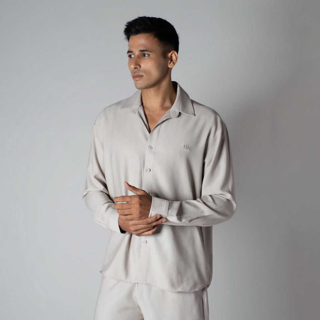 OYSTER CREAM FLOW FABRIC SHIRT
