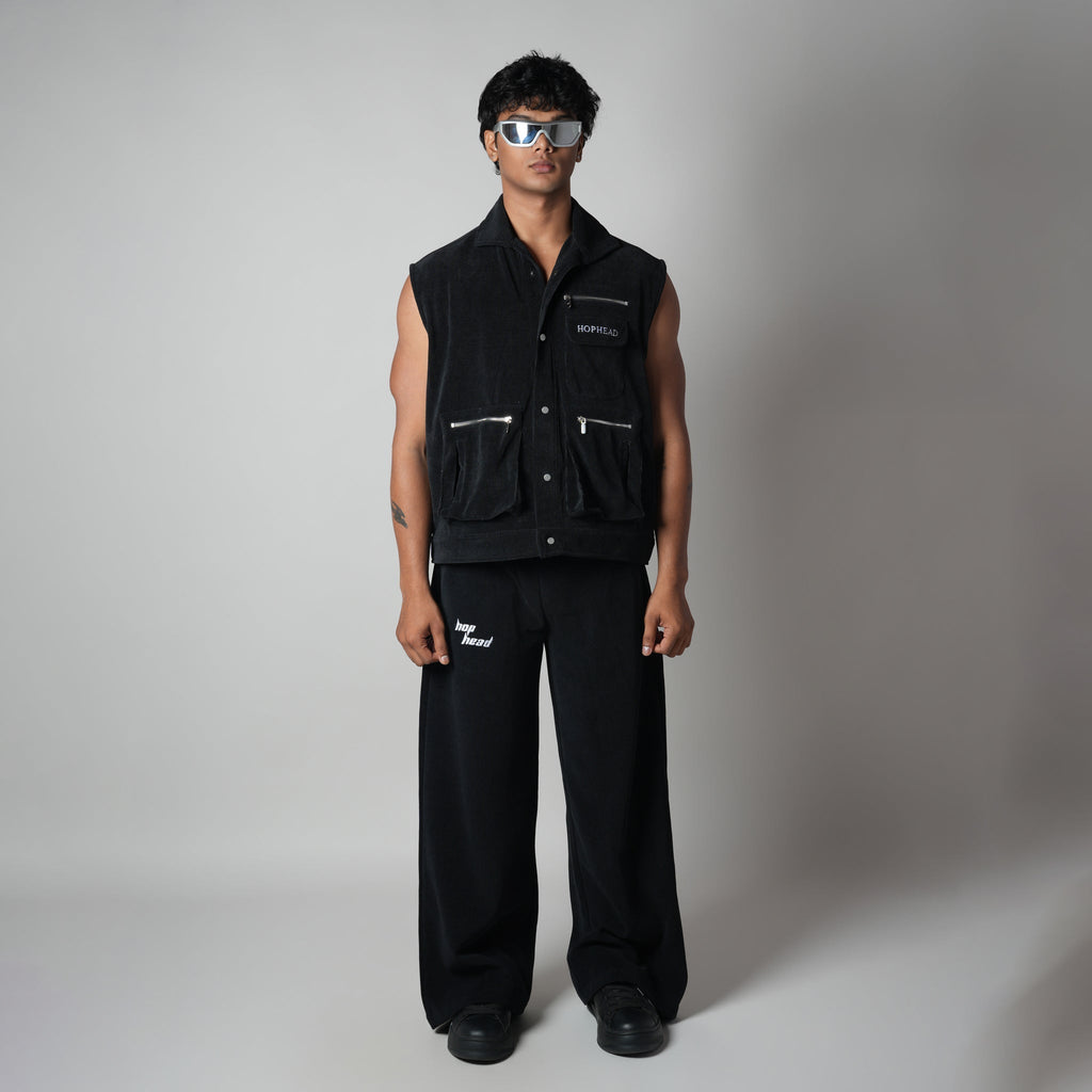 BLACK KNITDRIP UTILITY JACKET