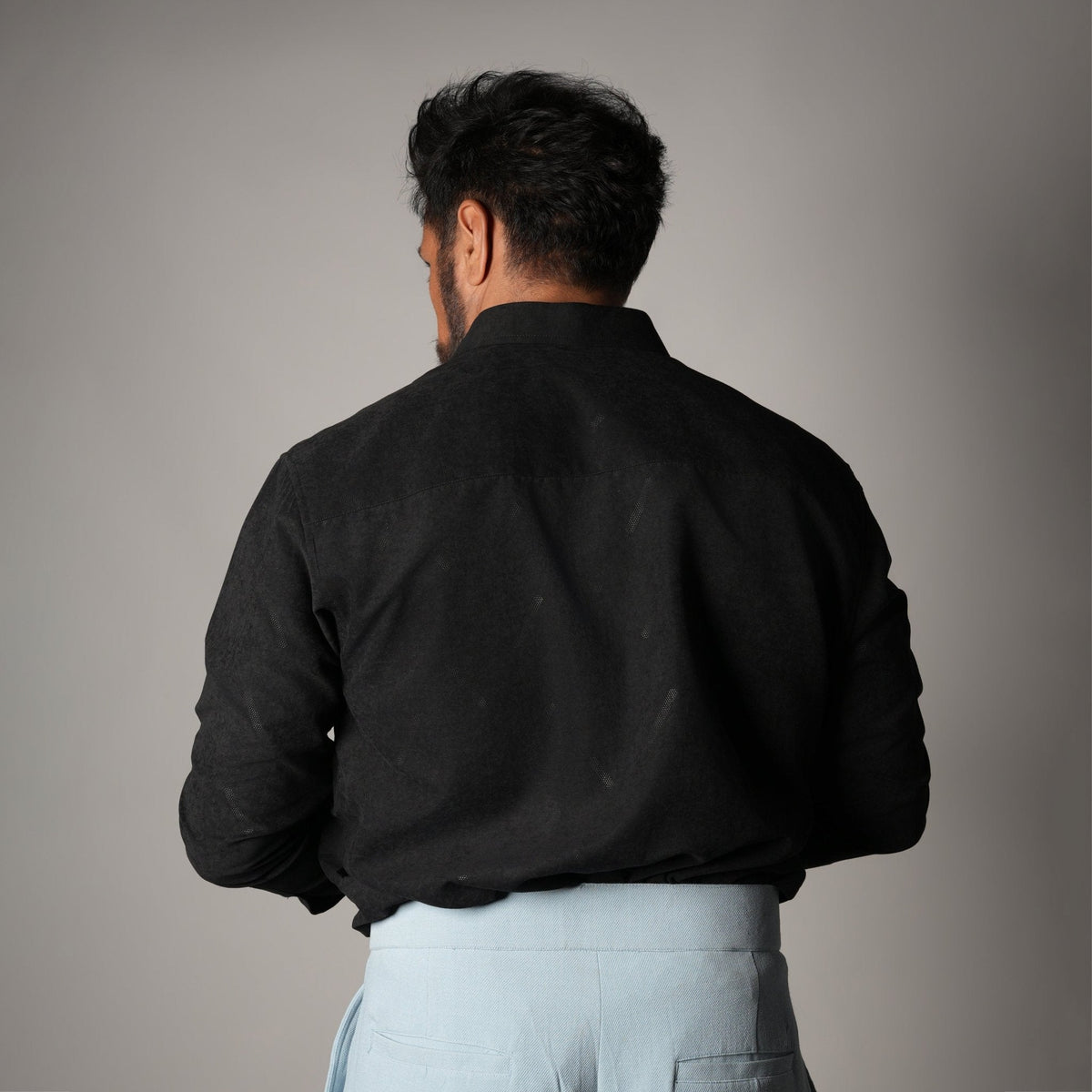 BLACK SUEDE LASER LUXE SHIRT