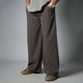 BROWN PINSTRIPE WIDE PANTS