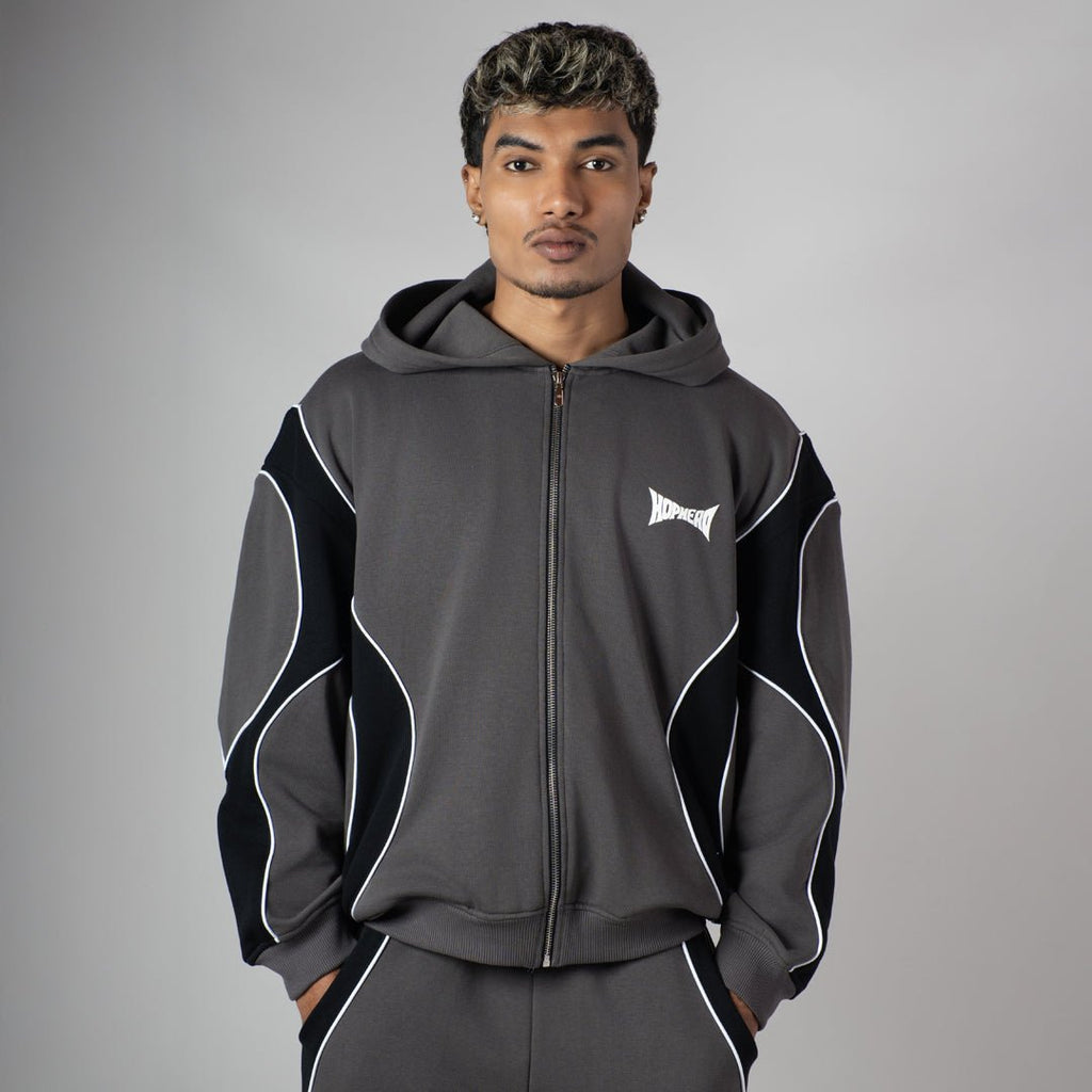 CHARCOAL HEAVY ZIPPER HOODIE