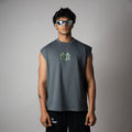CHARCOAL BONE GRAPHIC SLEEVELESS T-SHIRT