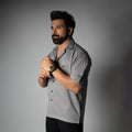 Charcoal Cuban Collar Shirt