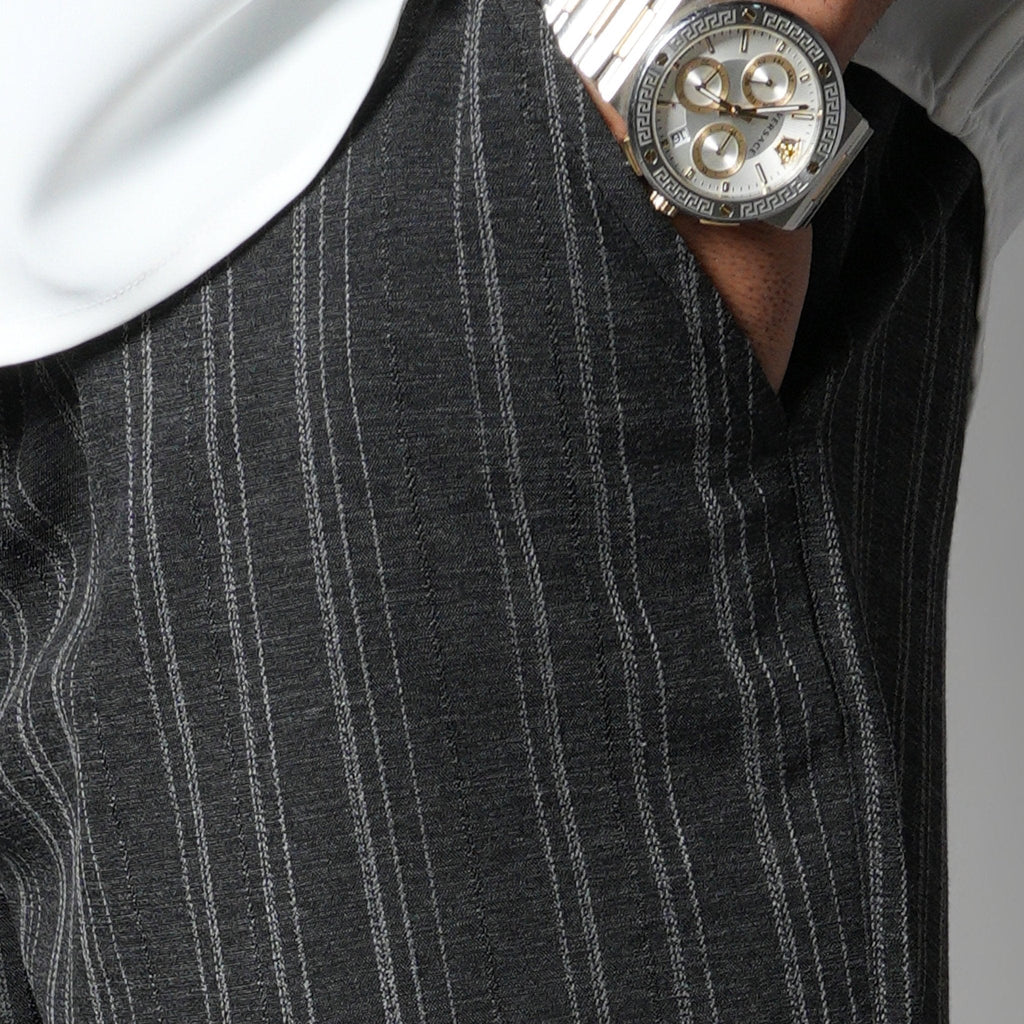 CHARCOAL PINSTRIPE SHORTS
