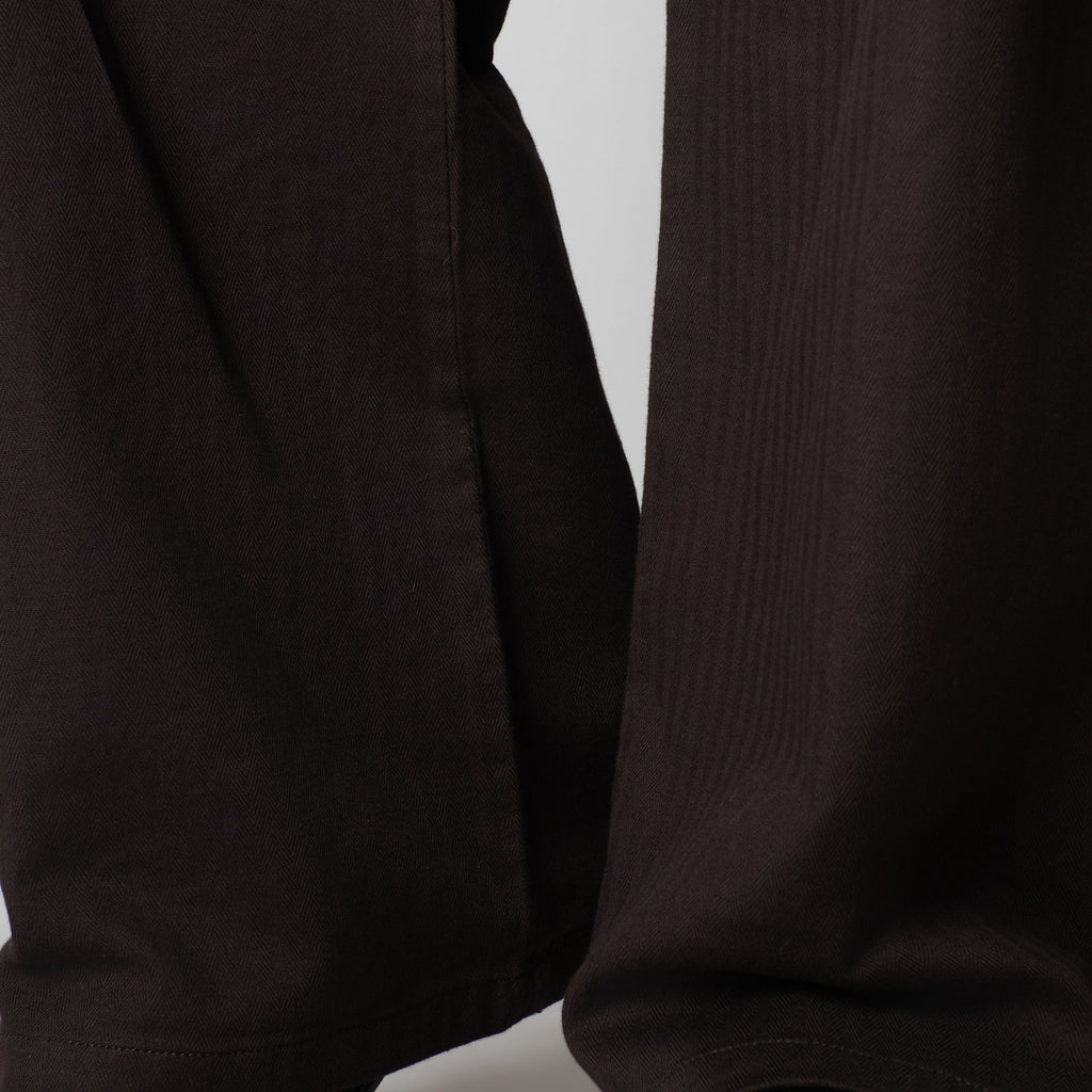 COFFEE BROWN VERTICAL LINE SOFTMOVE LINEN PANTS