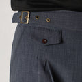 DARK GREY VINTAGE BUCKLE PLEATED TROUSER
