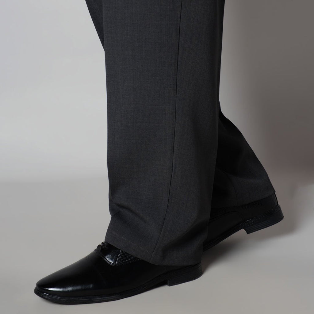DK. GREY DOUBLE PLEAT STRAIGHT FIT TROUSER
