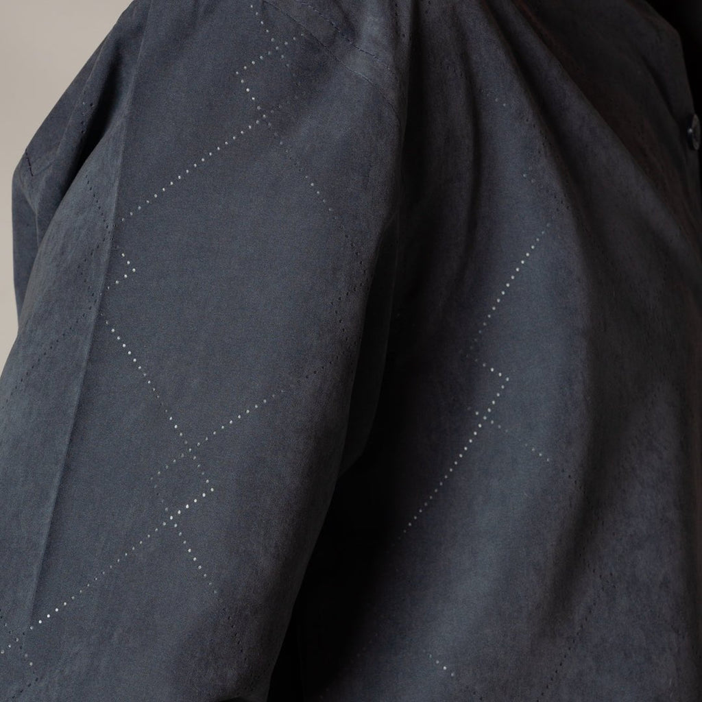 DUSTY BLUE SUEDE LASER LUXE SHIRT