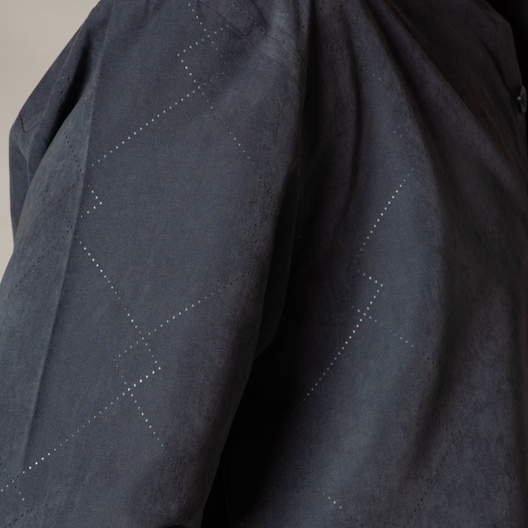DUSTY BLUE SUEDE LASER LUXE SHIRT