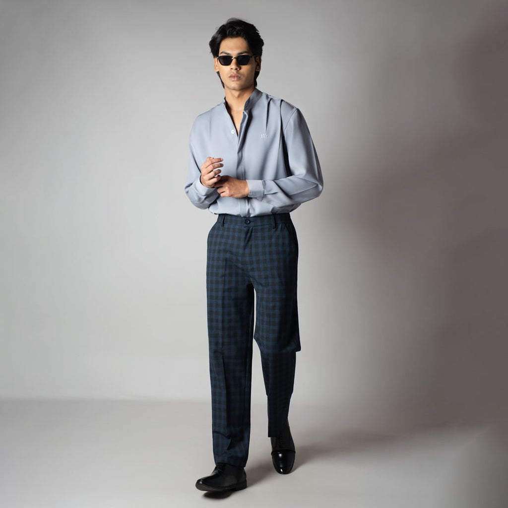GREY CHINESE COLLAR SHIRT