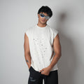 MORNING STAR IVORY SLEEVELESS GRAPHIC T-SHIRT