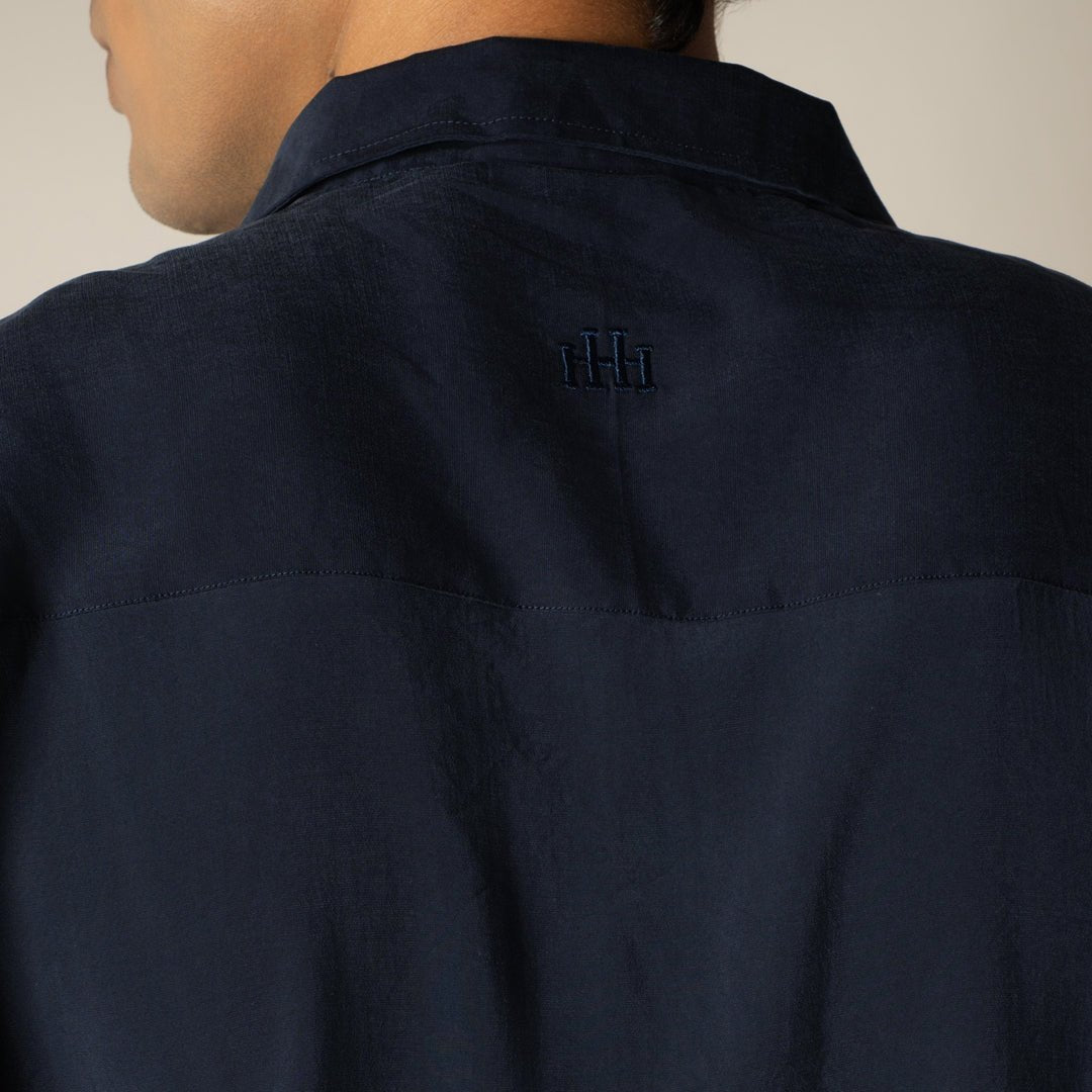 NAVY ESSENTIAL SUEDE LUXE SHIRT