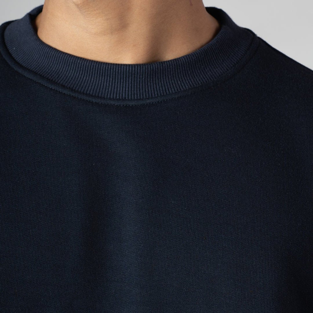 NAVY RAW EDGE SWEATSHIRT
