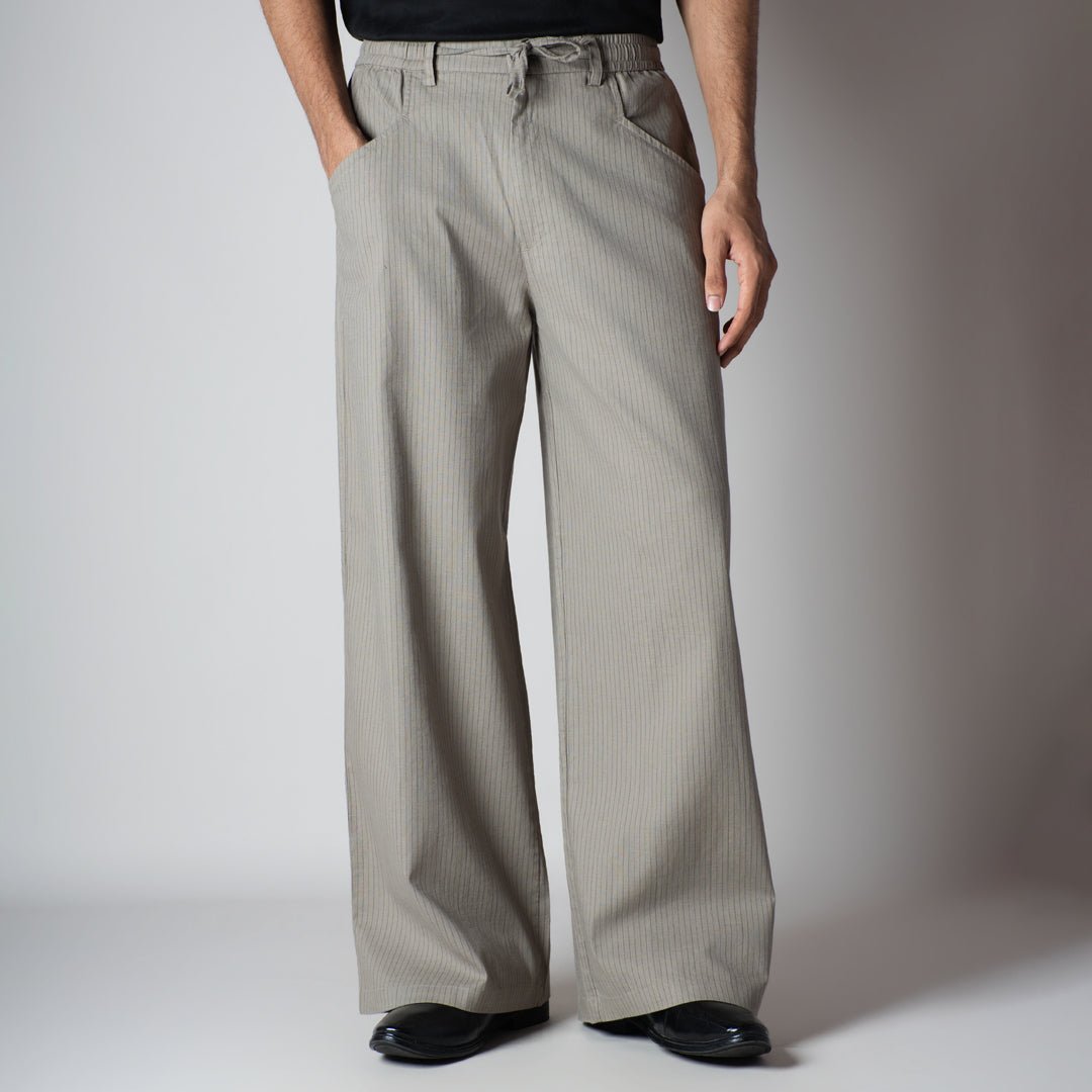STONE GREY VERTICAL STRIPED PANT