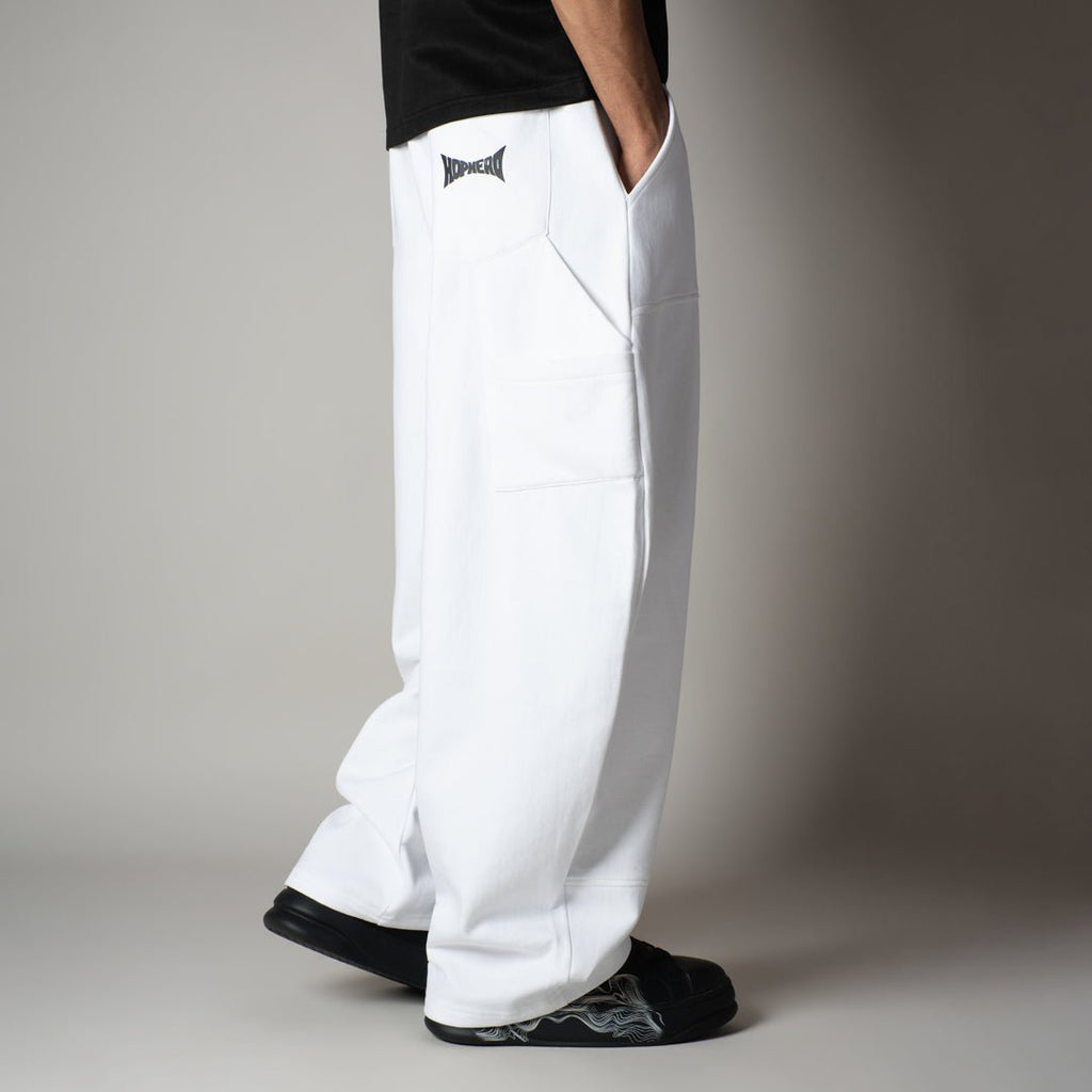 WHITE CARPENTER FLEECE BAGGY SWEATPANT