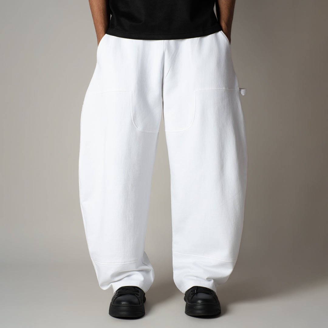 WHITE CARPENTER FLEECE BAGGY SWEATPANT