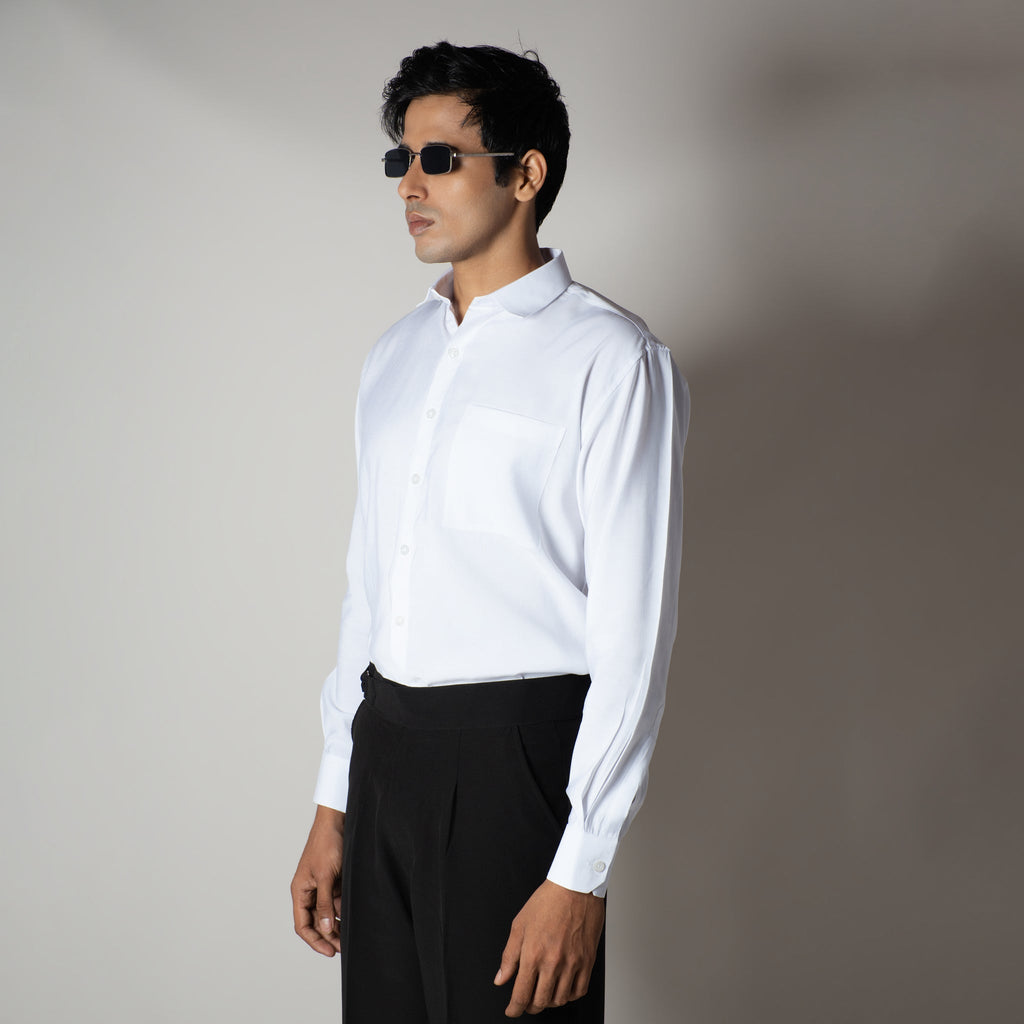 WHITE ESSENTIAL SUEDE LUXE SHIRT