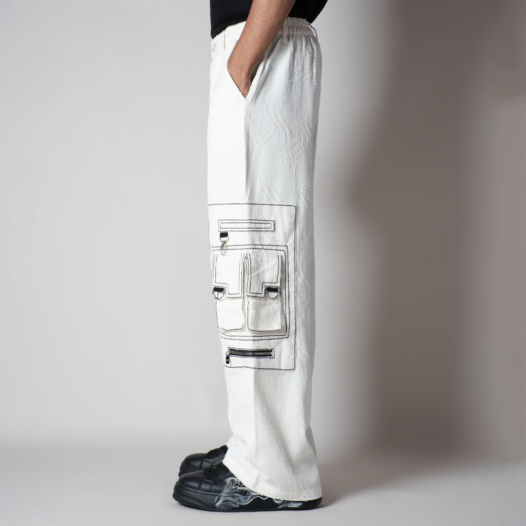 WHITE POCKET DENIM CARGO